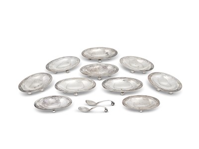 Lot 171 - TEN DANISH SILVER SALT CELLARS, GEORG JENSEN SILVERSMITHS, COPENHAGEN, CIRCA 1933-44