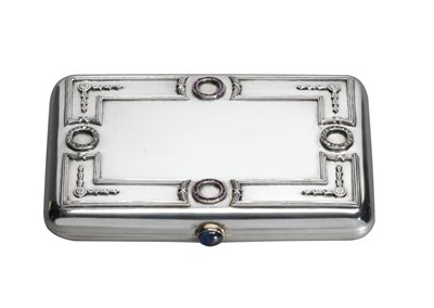 Lot 147 - A RUSSIAN JEWELLED SILVER CIGARETTE CASE