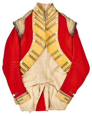Lot 740 - AN OFFICER'S COATEE, LATE 18TH CENTURY, OF THE LIGHT COMPANY, SOUTH DEVON MILITIA
