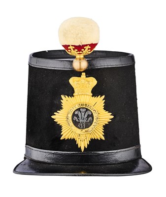 Lot 158 - A FRENCH-PATTERN OFFICER'S SHAKO OF THE 41ST (WELCH) REGIMENT, 1855-61