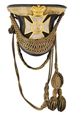 Lot 153 - A VICTORIAN OFFICER'S SHAKO OF THE 14TH LIGHT DRAGOONS, CIRCA 1840