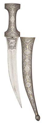Lot 29 - A PERSIAN ALL-METAL JAMBIYA, QAJAR, 19TH CENTURY
