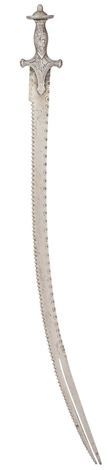 Lot 10 - AN UNUSUAL INDIAN TULWAR, 19TH CENTURY