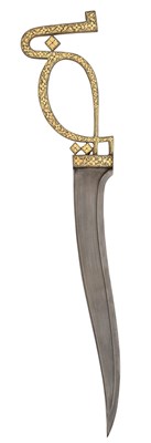 Lot 16 - AN INDIAN PESH-KABZ WITH CALLIGRAPHIC HILT, 20TH CENTURY