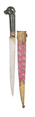 Lot 17 - AN INDIAN JADE-HILTED KARD WITH RAM’S HEAD POMMEL, 18TH CENTURY