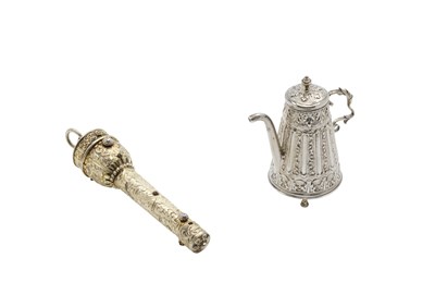 Lot 161 - A DUTCH SILVER MINIATURE COFFEE POT