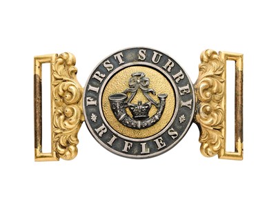 Lot 691 - AN OFFICER'S POST-1855 INTERLOCKING WAISTBELT CLASP OF THE 1ST SURREY RIFLES REGIMENT