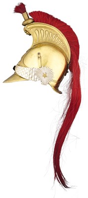 Lot 139 - A BRASS FRENCH CAVALRYMAN'S HELMET