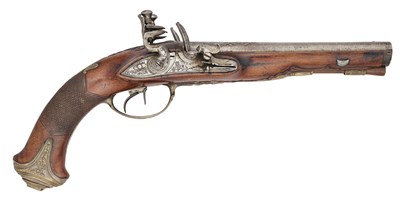 Lot 358 - A RARE HUNGARIAN 32 BORE FLINTLOCK D.B. PISTOL BY FRANZ KHUNN IN EGER, MID-LATE 18TH CENTURY