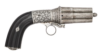 Lot 376 - A FINE FRENCH 54 BORE PIN-FIRE LEFAUCHEUX PATENT SINGLE-ACTION FIVE-SHOT REVOLVER