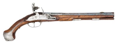 Lot 252 - A 21 BORE GERMAN (LOWER SAXON) MILITARY FLINTLOCK HOLSTER PISTOL, CIRCA 1730