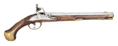 Lot 267 - A 15 BORE GERMAN (SAXE-EISENACH) MODEL 1731 FLINTLOCK HOLSTER PISTOL