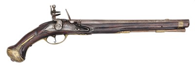 Lot 242 - A 12 BORE GERMAN MILITARY FLINTLOCK HOLSTER PISTOL, CIRCA 1710-20, POSSIBLY BAVARIAN