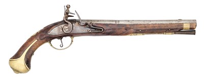 Lot 245 - A 20 BORE GERMAN (BAVARIAN) MILITARY FLINTLOCK HOLSTER PISTOL, CIRCA 1760