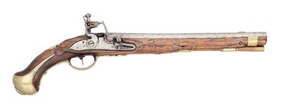 Lot 240 - A 14 BORE GERMAN (BADEN) MODEL 1762 FLINTOCK HUSSAR PISTOL