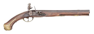 Lot 261 - A 15 BORE GERMAN MILITARY FLINTLOCK HOLSTER PISTOL, CIRCA 1750, PROBABLY HESSE KASSEL
