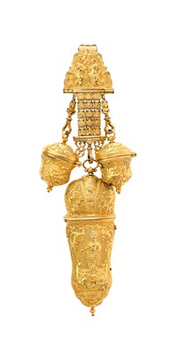 Lot 335 - A GEORGIAN GILT-METAL EQUIPAGE (CHATELAINE), MID 18TH CENTURY