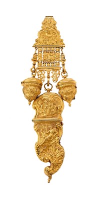 Lot 336 - A GEORGIAN GILT-METAL EQUIPAGE (CHATELAINE), MID 18TH CENTURY