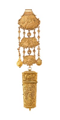 Lot 329 - A GOLD CHATELAINE CLIP, CONTINENTAL, LATE 19TH CENTURY