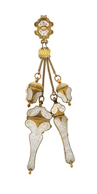 Lot 340 - A GILT-METAL AND MOTHER-OF-PEARL EQUIPAGE (CHATELAINE), POSSIBLY DUTCH, CIRCA 1735