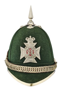 Lot 185 - A VICTORIAN OFFICER'S CLOTH HELMET OF THE ROBIN HOOD RIFLES