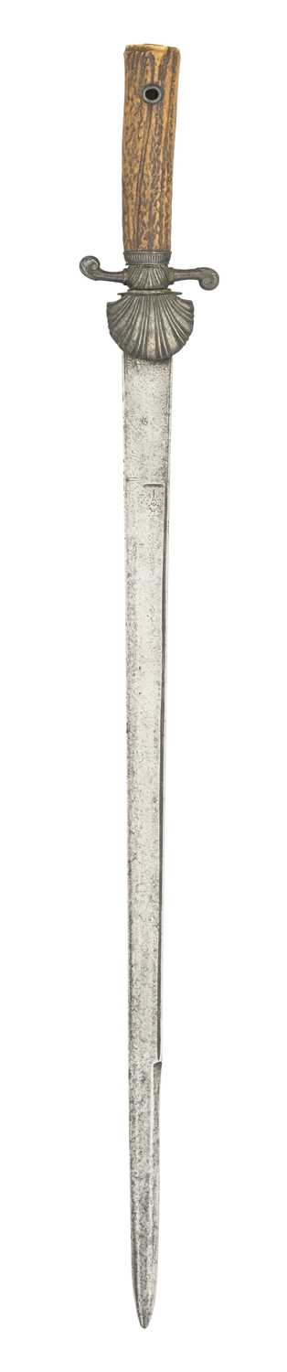 Lot 375 - A FRENCH HUNTING SWORD, CIRCA 1780, AND A RAPIER IN EARLY 17TH CENTURY STYLE, 19TH CENTURY