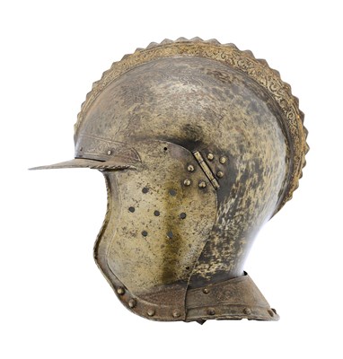 Lot 125 - A BURGONET IN MID-16TH CENTURY SOUTH GERMAN STYLE
