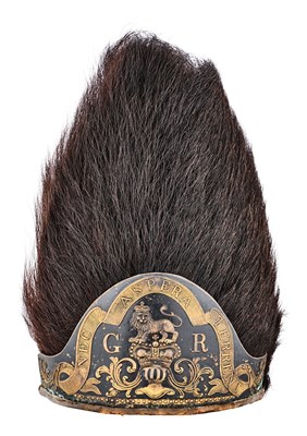 Lot 140 - A GRENADIER’S 1768 PATTERN FUR CAP