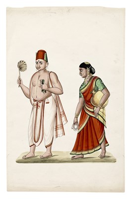 Lot 54 - FOUR TANJORE PAINTINGS OF COUPLES, SOUTH INDIA, CIRCA 1820-30