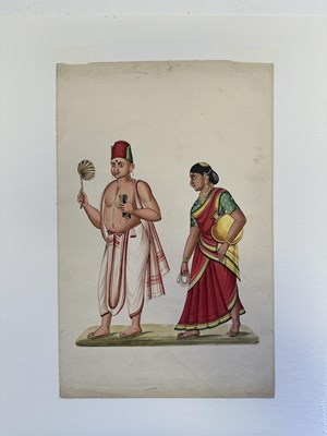 Lot 54 - FOUR TANJORE PAINTINGS OF COUPLES, SOUTH INDIA, CIRCA 1820-30