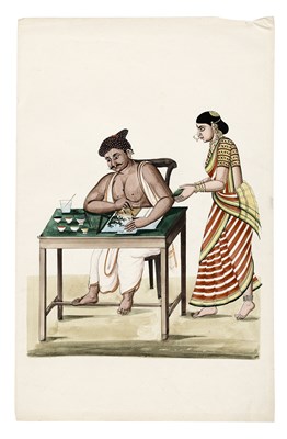 Lot 54 - FOUR TANJORE PAINTINGS OF COUPLES, SOUTH INDIA, CIRCA 1820-30