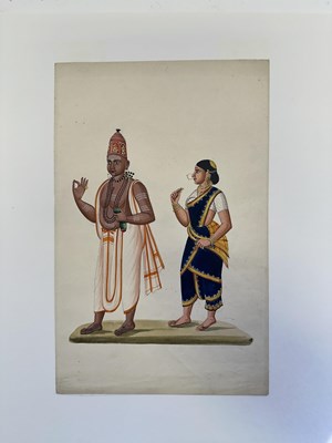 Lot 54 - FOUR TANJORE PAINTINGS OF COUPLES, SOUTH INDIA, CIRCA 1820-30