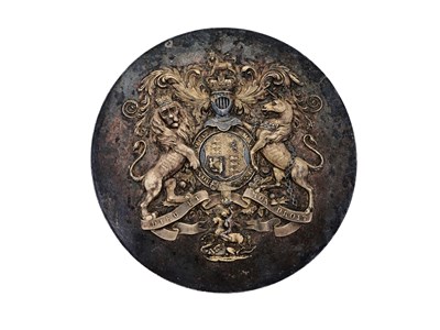 Lot 171 - A CIRCULAR PARCEL-GILT PLAQUE, MID-19TH CENTURY OR LATER