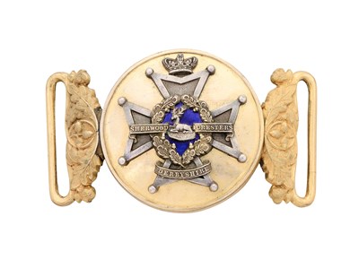 Lot 688 - AN OFFICER'S WAISTBELT CLASP OF THE SHERWOOD FORESTERS