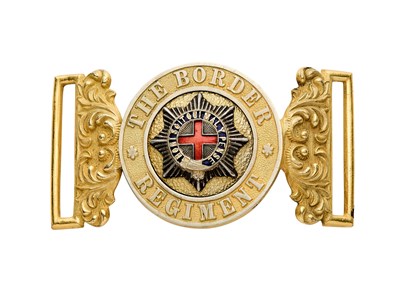 Lot 278 - AN INTERLOCKING OFFICER'S WAIST BELT CLASP OF THE BORDER REGIMENT, CIRCA 1881-1902