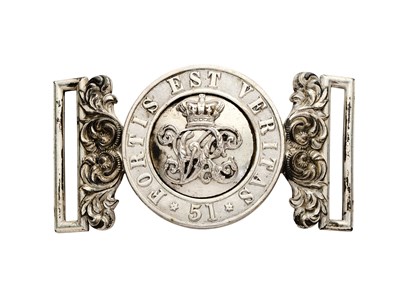 Lot 268 - AN INTERLOCKING OFFICER'S WAIST BELT CLASP OF THE OXFORDSHIRE MILITIA, CIRCA 1855-81
