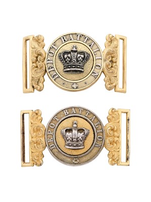 Lot 732 - TWO OFFICERS' WAISTBELT CLASPS OF THE DEPOT BATTALION
