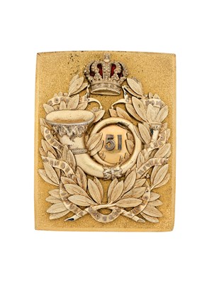 Lot 658 - AN OFFICER'S SHOULDER BELT PLATE OF THE 51ST KING'S LIGHT INFANTRY