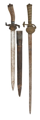 Lot 145 - TWO CONTINENTAL HUNTING HANGERS, 19TH CENTURY