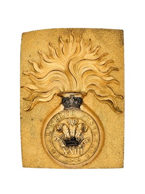 Lot 210 - A RARE 23RD (ROYAL WELCH FUSILIERS) FOOT OFFICER'S SHOULDER BELT PLATE, CIRCA 1840-55
