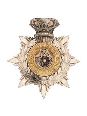 Lot 244 - A RARE ROYAL LANCASHIRE MILITIA VICTORIAN OFFICER’S HELMET PLATE, CIRCA 1878-81