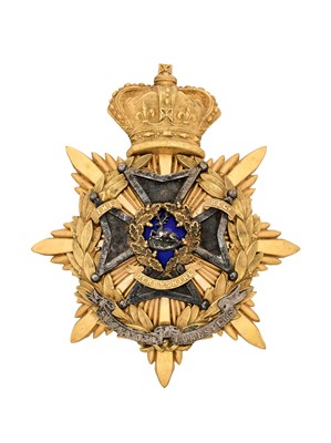 Lot 247 - A SHERWOOD FORESTERS (DERBYSHIRE REGIMENT) OFFICER’S HELMET PLATE, CIRCA 1883-1901