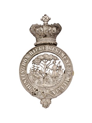 Lot 257 - A RARE HUNTINGDON RIFLE REGIMENT OF MILITIA OFFICER'S POUCH BELT PLATE, CIRCA 1853-1881
