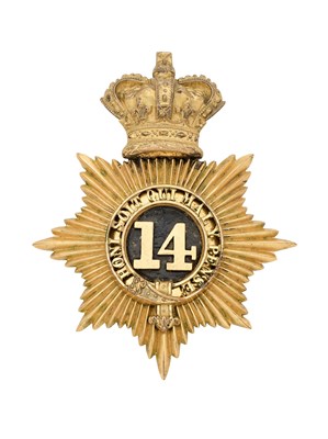 Lot 248 - A VICTORIAN 14TH (BUCKINGHAMSHIRE) REGIMENT OF FOOT OFFICER’S “FRENCH” PATTERN SHAKO PLATE