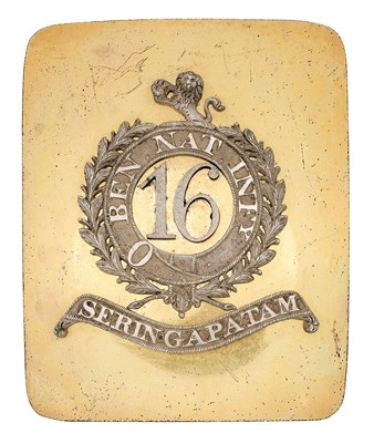 Lot 153 - A 16TH BENGAL NATIVE INFANTRY OFFICER'S SHOULDER BELT PLATE, CIRCA 1829-57
