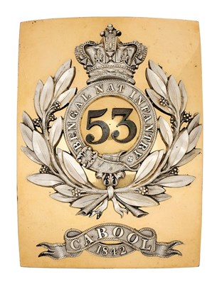 Lot 156 - A 53RD BENGAL NATIVE INFANTRY OFFICER'S SHOULDER BELT PLATE, CIRCA 1842-57