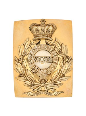 Lot 206 - A 32ND (MADRAS NATIVE INFANTRY) OFFICER'S SHOULDER BELT PLATE, CIRCA 1826-55