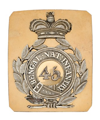 Lot 155 - A 45TH BENGAL NATIVE INFANTRY SHOULDER BELT PLATE, CIRCA 1824-57