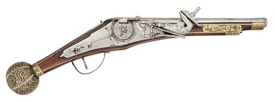 Lot 215 - A GERMAN 32 BORE WHEEL-LOCK HOLSTER PISTOL, LATE 16TH CENTURY
