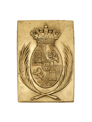 Lot 698 - A SMALL OBLONG BURNISHED GILT PLATE